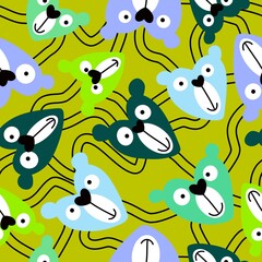 Cartoon toys animals seamless fluffy bears pattern for wrapping paper and fabrics and kids clothes print