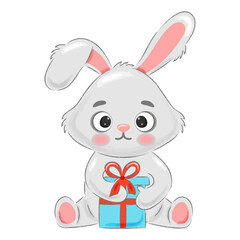 holiday bunny with a gift

