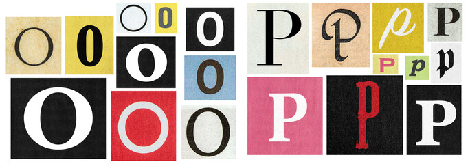 PNG Ransom note alphabet Paper cut letters O-P newspaper cut outs