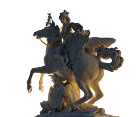 Transparent Horse rider statue in png format.