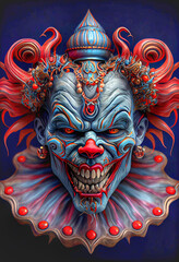 Naklejka premium Midjourney abstract render of an evil clown