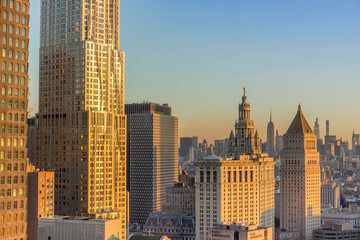 Fototapeta na wymiar New York City. Manhattan downtown skyline skyscrapers at sunset.
