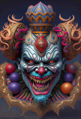 Naklejka premium Midjourney abstract render of an evil clown