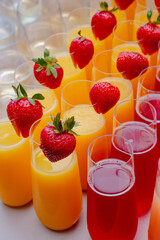 Mimosa Bar Close-Up with Strawberry Garnish