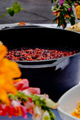 Sunday BBQ Baked Beans with Floral Display
