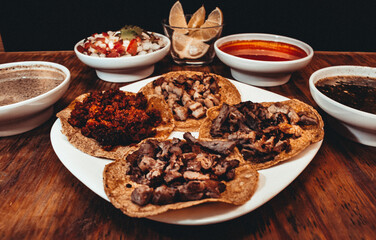 Arabian and Mexican tacos on plates