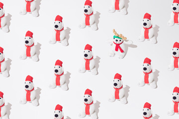 Two plush polar bears pattern. White background.