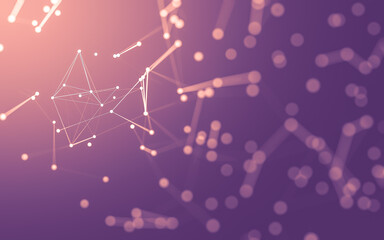 Abstract background. Molecules technology with polygonal shapes, connecting dots and lines. Connection structure. Big data visualization.