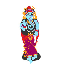 god in Hinduism Ganesha in the form of an elephant in flat style, vector illustration.