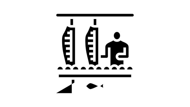 processing plant salmon glyph icon animation