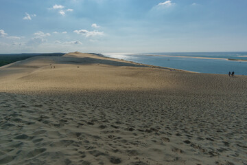 Sandy dune du Pilat, the biggest sand dune in Europe with the pine forest, Arcachon, Nouvelle-Aquitaine, France