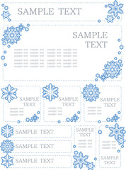 シンプルな雪の結晶とフレームのセット