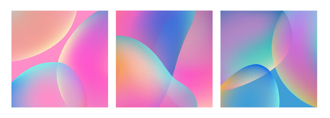 Gradient soft color square background set. Modern screen background design. Perfect for social media, mobile app, web design etc. Vector illustration