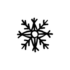 snowflake doodle icon, vector hand drawn illustration