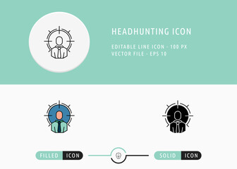 Headhunting Icon vector illustration. Focus Search Man Symbol on isolated background for Info graphic, web design, and presentation.