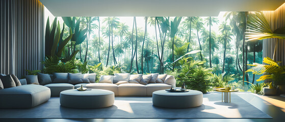 Fototapeta premium Artistic concept painting of a beautiful cozy meditation interior, background illustration.
