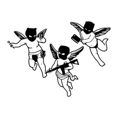 vector illustration of three little children with wings