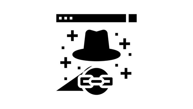 white hat link glyph icon animation
