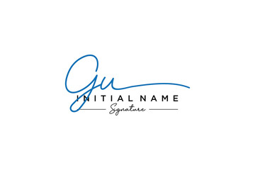 Initial GU signature logo template vector. Hand drawn Calligraphy lettering Vector illustration.