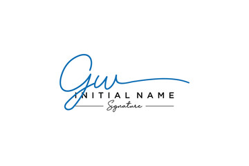 Initial GW signature logo template vector. Hand drawn Calligraphy lettering Vector illustration.