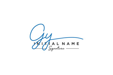 Initial GY signature logo template vector. Hand drawn Calligraphy lettering Vector illustration.
