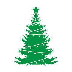 Silueta verde de árbol de navidad. Ilustración vectorial