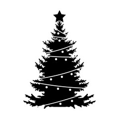 Silueta de árbol de navidad. Ilustración vectorial