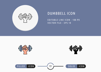 Dumbbell Icon Isolated on White Background. Barbell Hand Lifting Thin Line Symbol Stock Vector Illustration For Mobile App And Web Design.