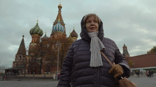 A woman standing on Red Square
