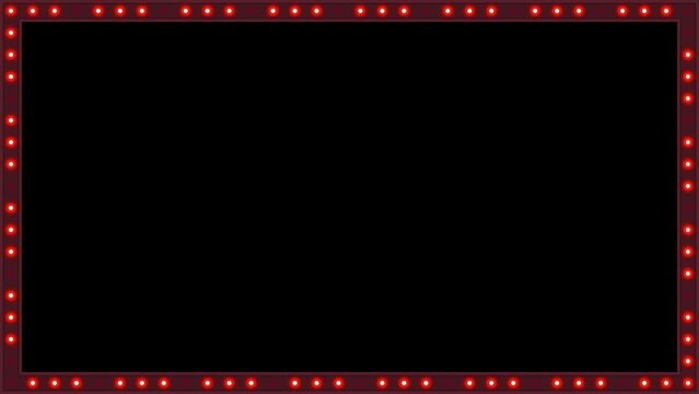 レトロスタイルな電飾・電球が点滅しながら回転するフレームアニメーション　ループ　黒背景　赤／レッド