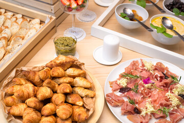 Gourmet food, snacks and finger food appetizers from different cuisines
