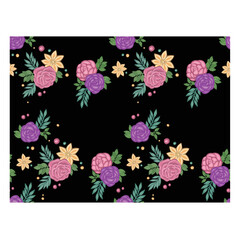 Floral pattern with purple roses on dark background vector illustration
