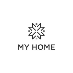 Luxury M and House logo design