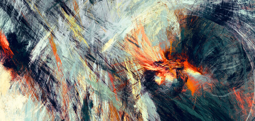 Abstract painting background. Bright color texture. Paint smears pattern. Fractal artwork for creative graphic design