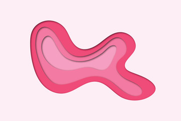 Pink color Paper cut style colorful wave abstract background
