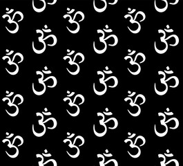 Vector seamless pattern of hand drawn sketch doodle om sound isolated on black background