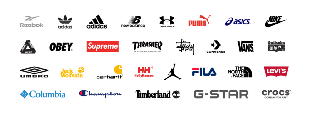 Vetor do Stock: Top popular sportswear brands emblem logo set
