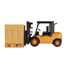 forklift carrying logistics packages