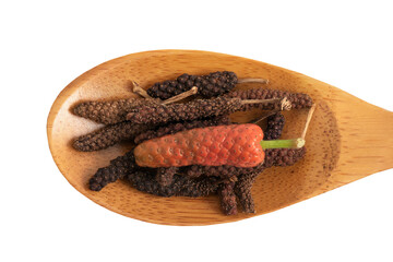 Piper longum fruit on transparent background.