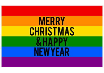 Rainbow flag for Christmas cards, holiday greetings, stickers, tags, illustration over a transparent background, PNG image