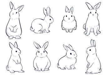 水墨画タッチのうさぎのイラスト