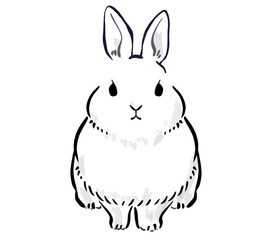水墨画タッチのうさぎのイラスト