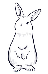水墨画タッチのうさぎのイラスト