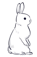 水墨画タッチのうさぎのイラスト