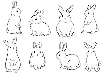水墨画タッチのうさぎのイラスト