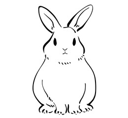 水墨画タッチのうさぎのイラスト