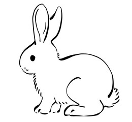 水墨画タッチのうさぎのイラスト