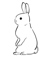 水墨画タッチのうさぎのイラスト