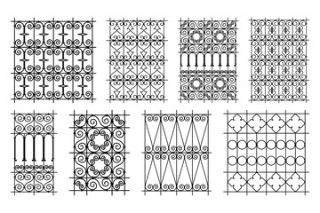 set of Moroccan window grilles with traditional ornament - obrazy, fototapety, plakaty