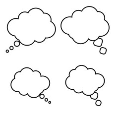 Thought clouds icons. Icons to think. Chat message icon. Dialog frame. Empty speech bubble. Vector illustration. stock image.